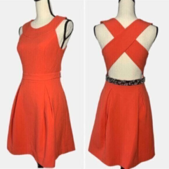 Rachel Roy Embellished Crisscross Open Back Mini Sheath Dress - Picture 2 of 15